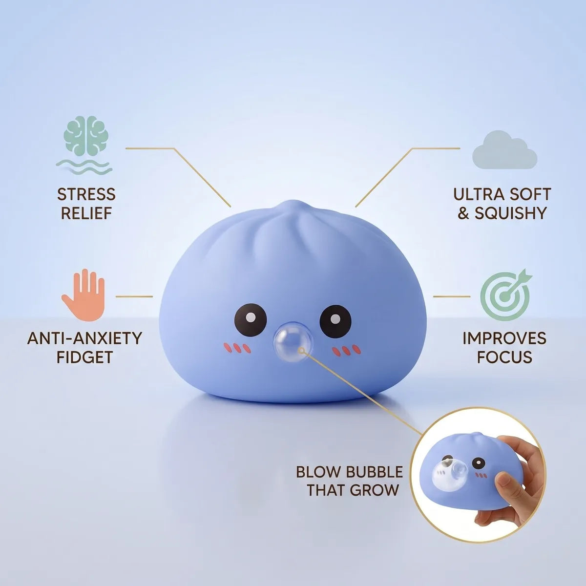 Big Blue Bubble-Blowing Dumpling Squishy – view 5