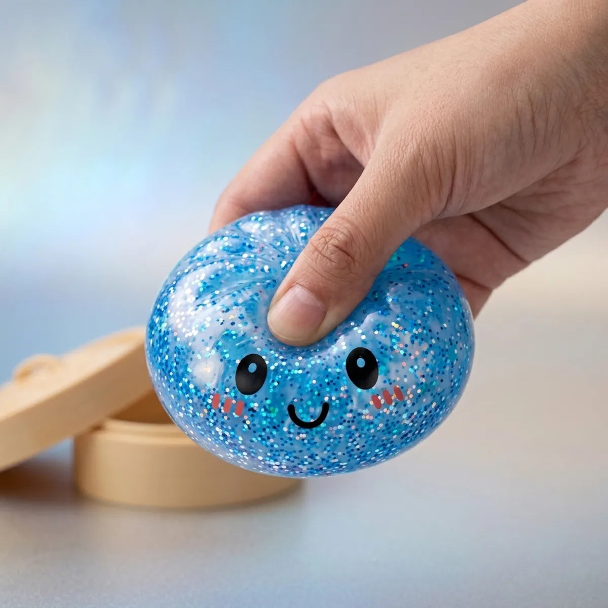 Blue Glitter Dumpling Squishy – view 4