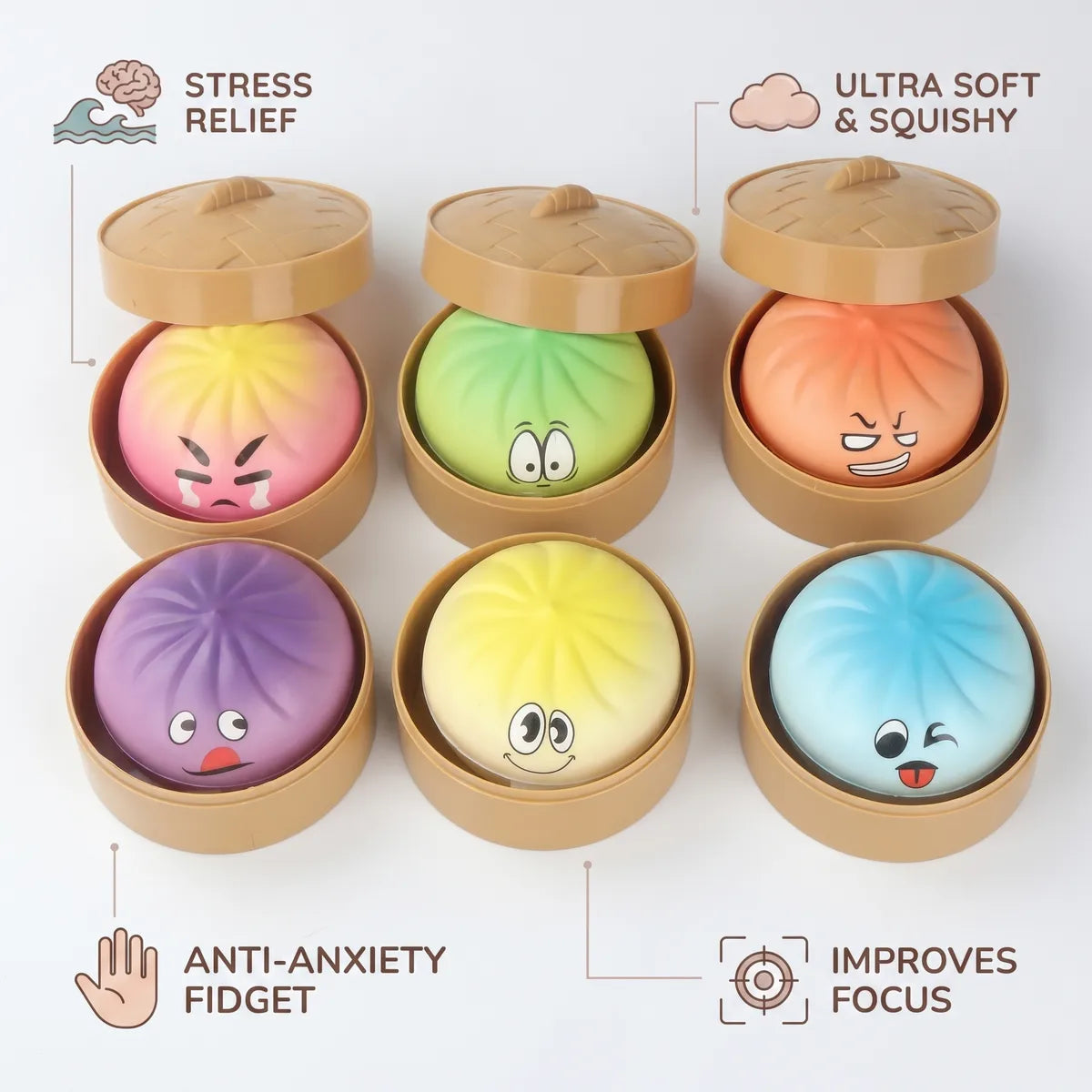Pillowy Dumpling Squishy Mystery Bun Fidget Toy – view 7