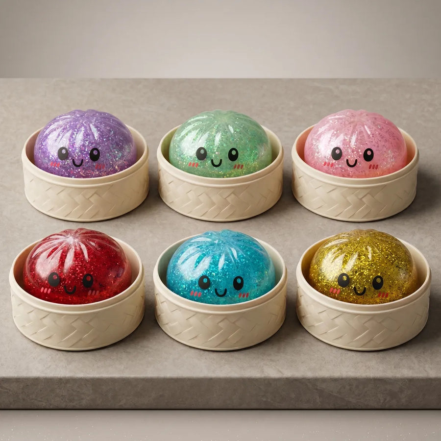 Sparkle Glitter Dumpling Squishy Set 6 Pieces