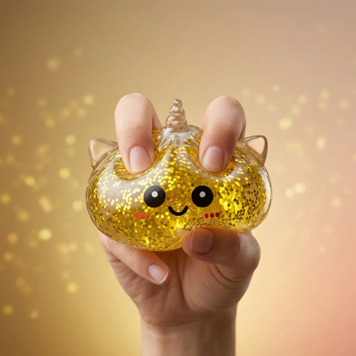 Wishful Gold Unicorn Glitter Dumpling Squishy – view 4