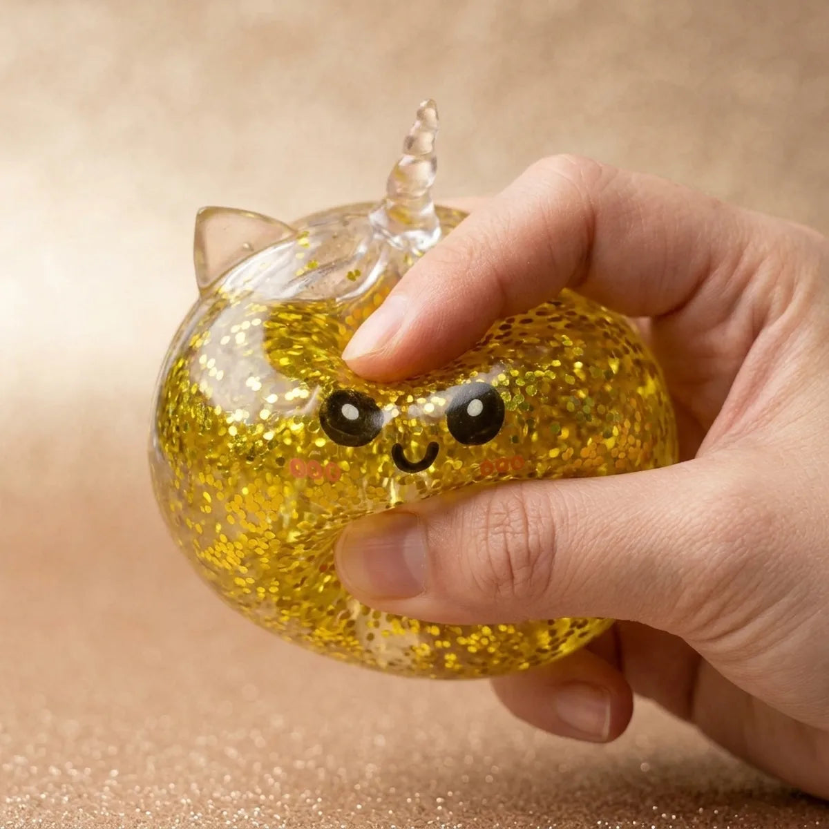 Wishful Gold Unicorn Glitter Dumpling Squishy – view 5
