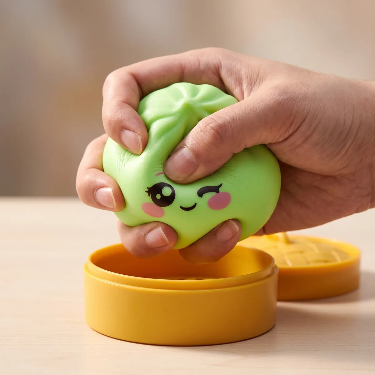 Pistachio Green Wink Dumpling Squishy – view 5