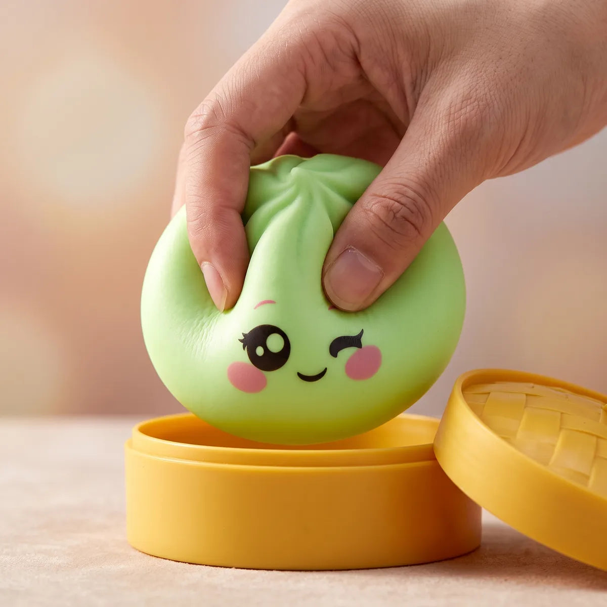 Pistachio Green Wink Dumpling Squishy – view 4