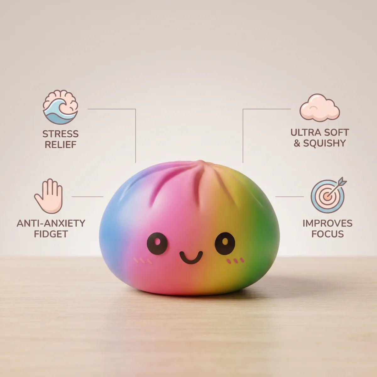 Colorful Large Rainbow Dumpling Squishy – view 5