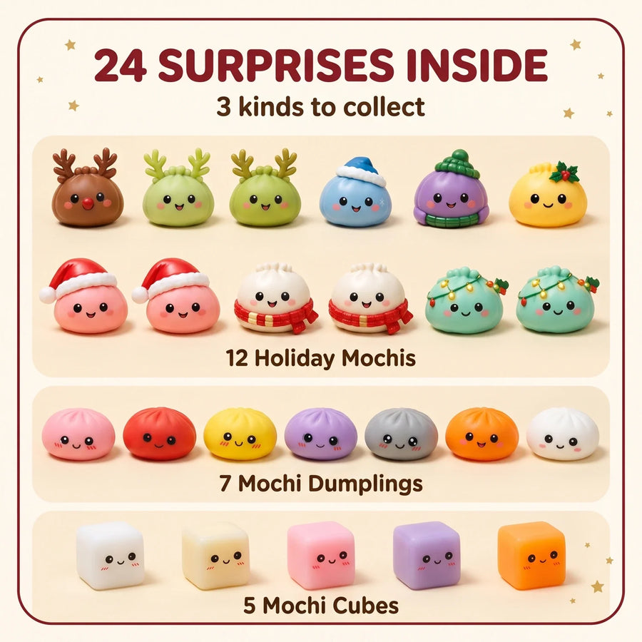 Gingerbread Mochi Dumpling Squishy Advent Calendar 24 Pieces