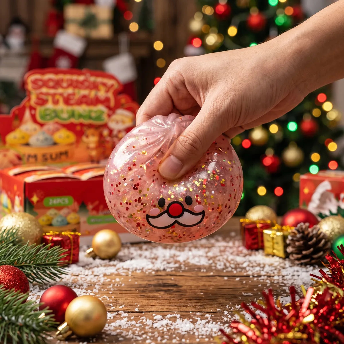 Cheery Mystery Santa Mustache Dumpling Squishy – view 6