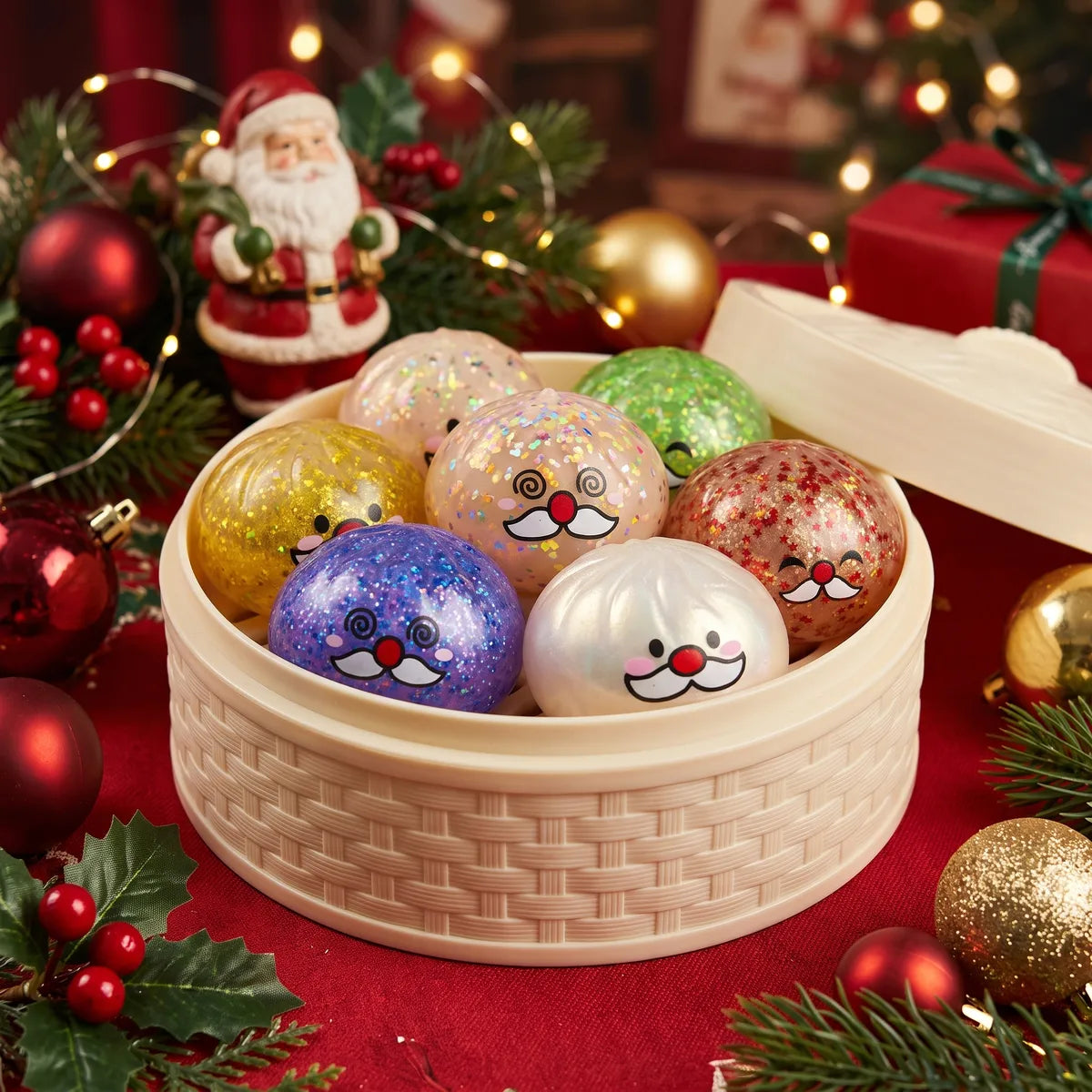 Cheery Mystery Santa Mustache Dumpling Squishy – view 3