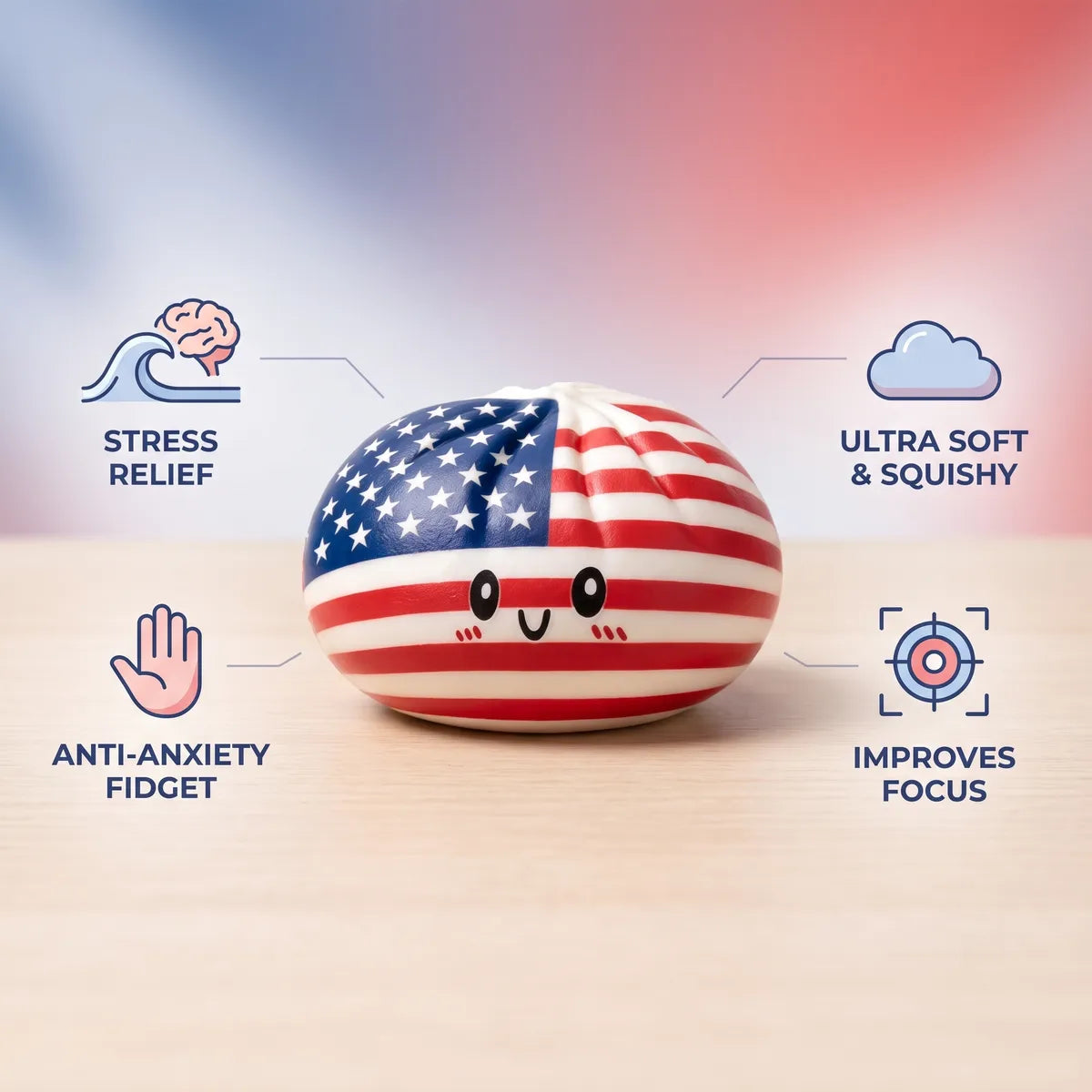 Liberty Patriotic 4th July Dumpling Squishy – view 6