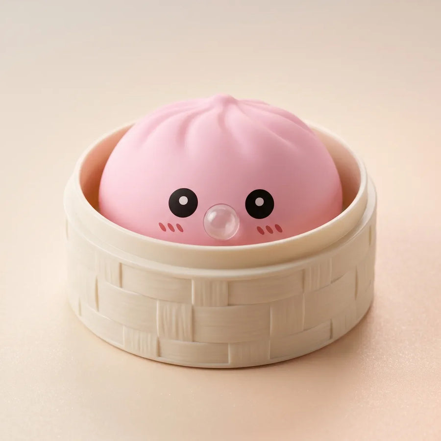 Plump Pink Bubble-Blowing Dumpling Squishy