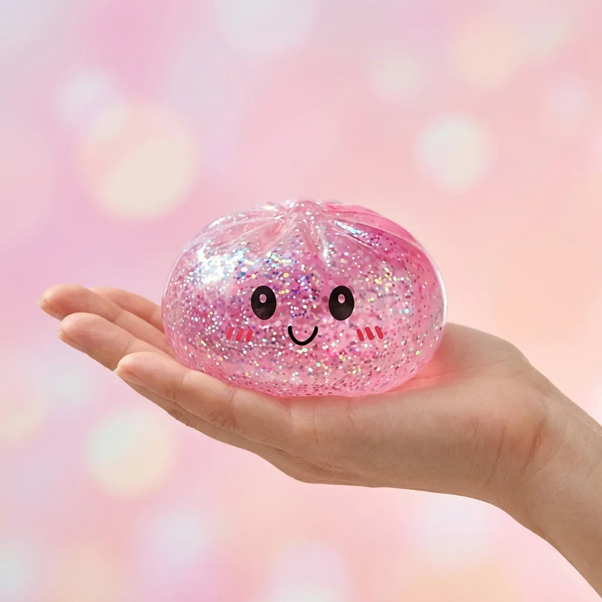 Kawaii Pink Glitter Dumpling Squishy – view 3