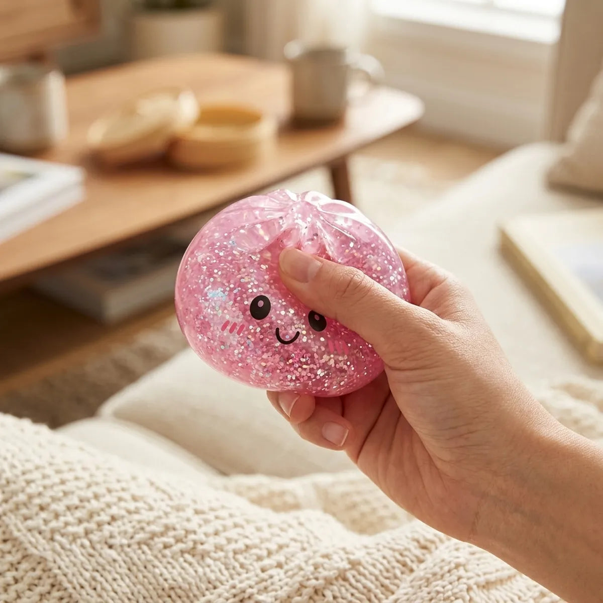 Kawaii Pink Glitter Dumpling Squishy – view 7