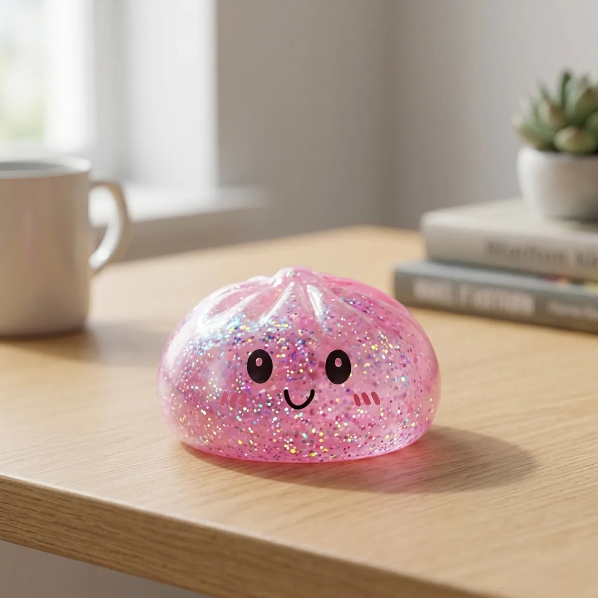 Kawaii Pink Glitter Dumpling Squishy – view 8