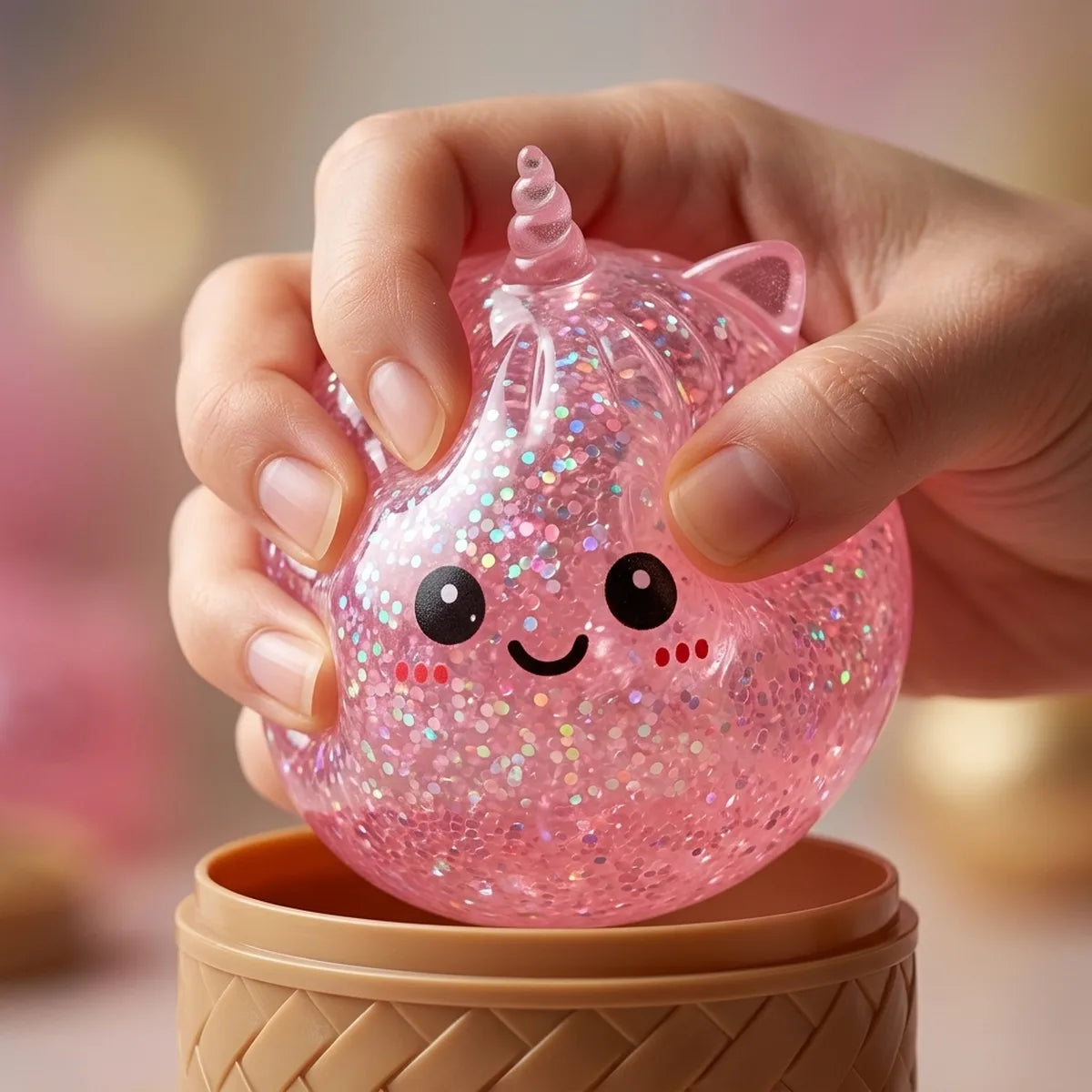 Enchanted Pink Unicorn Glitter Dumpling Squishy – view 5