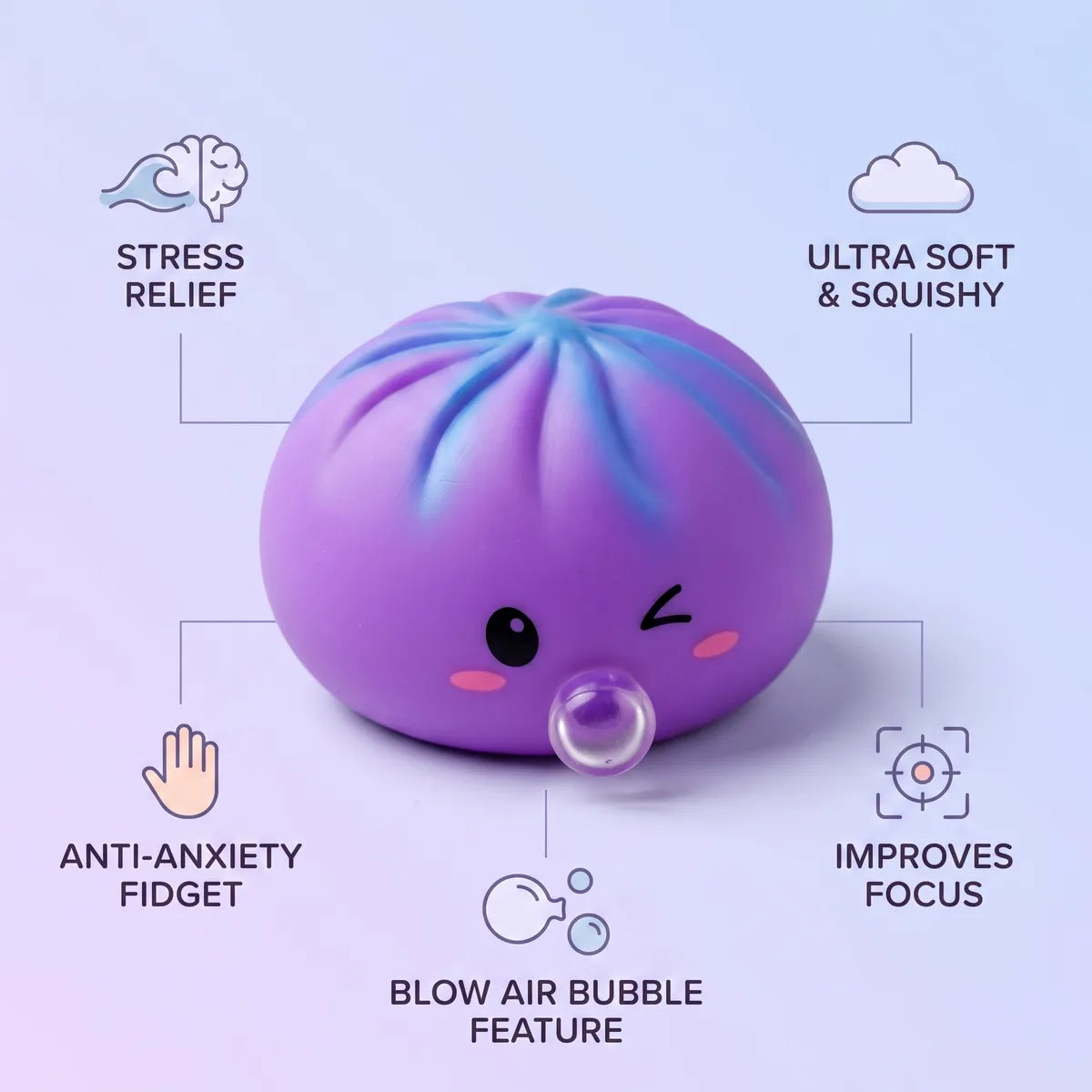 Cosmic Purple Rare Bubble-Blowing Dumpling Squishy – view 6