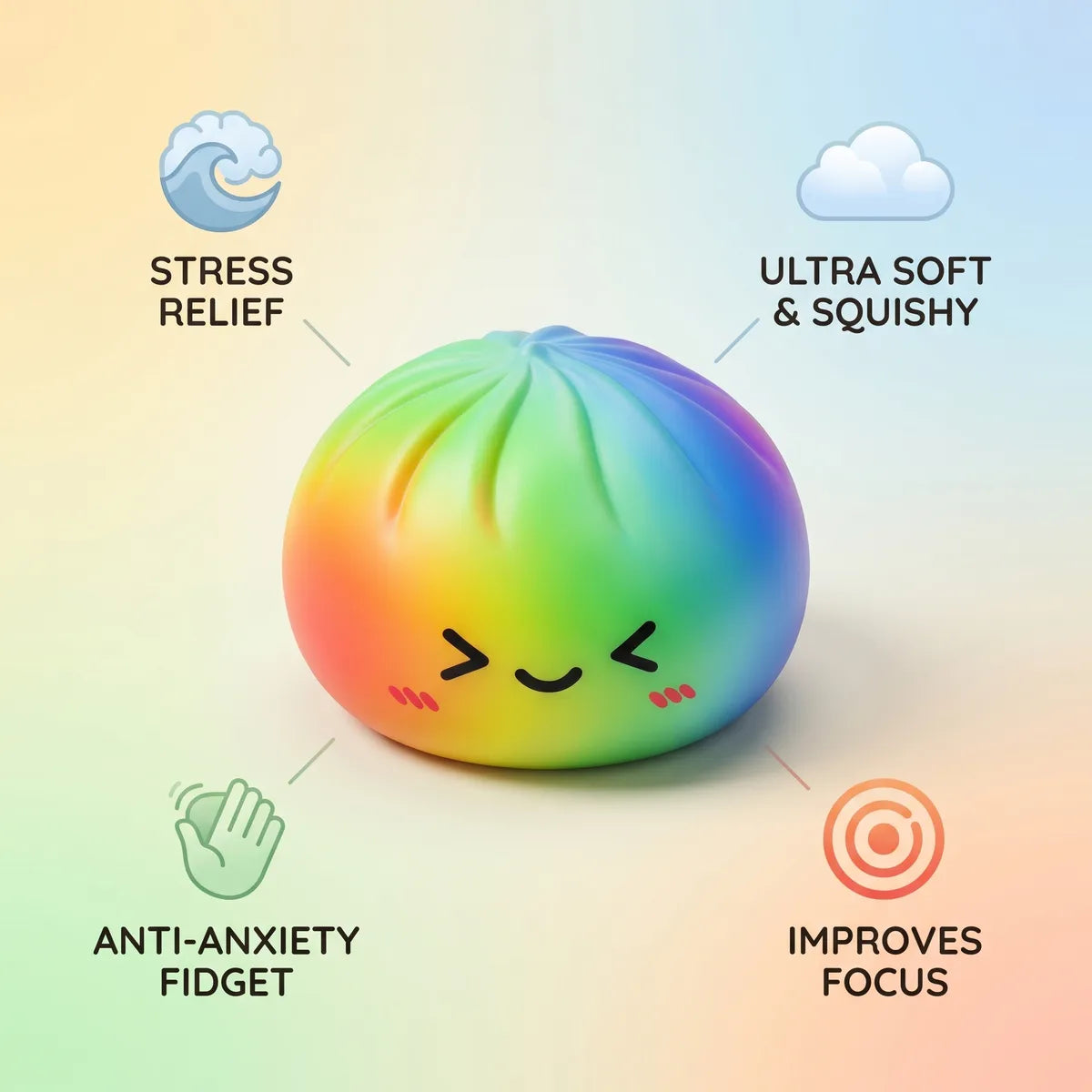 Prism Rainbow Color Dumpling Squishy – view 5
