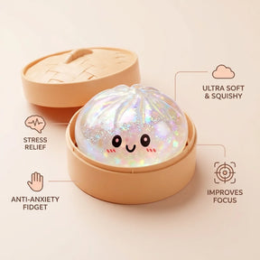 Shiny Silver Glitter Dumpling Squishy – view 6