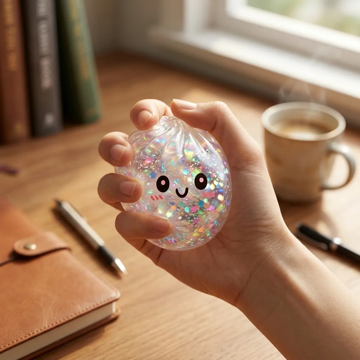 Shiny Silver Glitter Dumpling Squishy – view 7