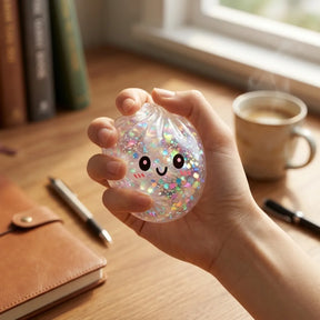 Shiny Silver Glitter Dumpling Squishy – view 7