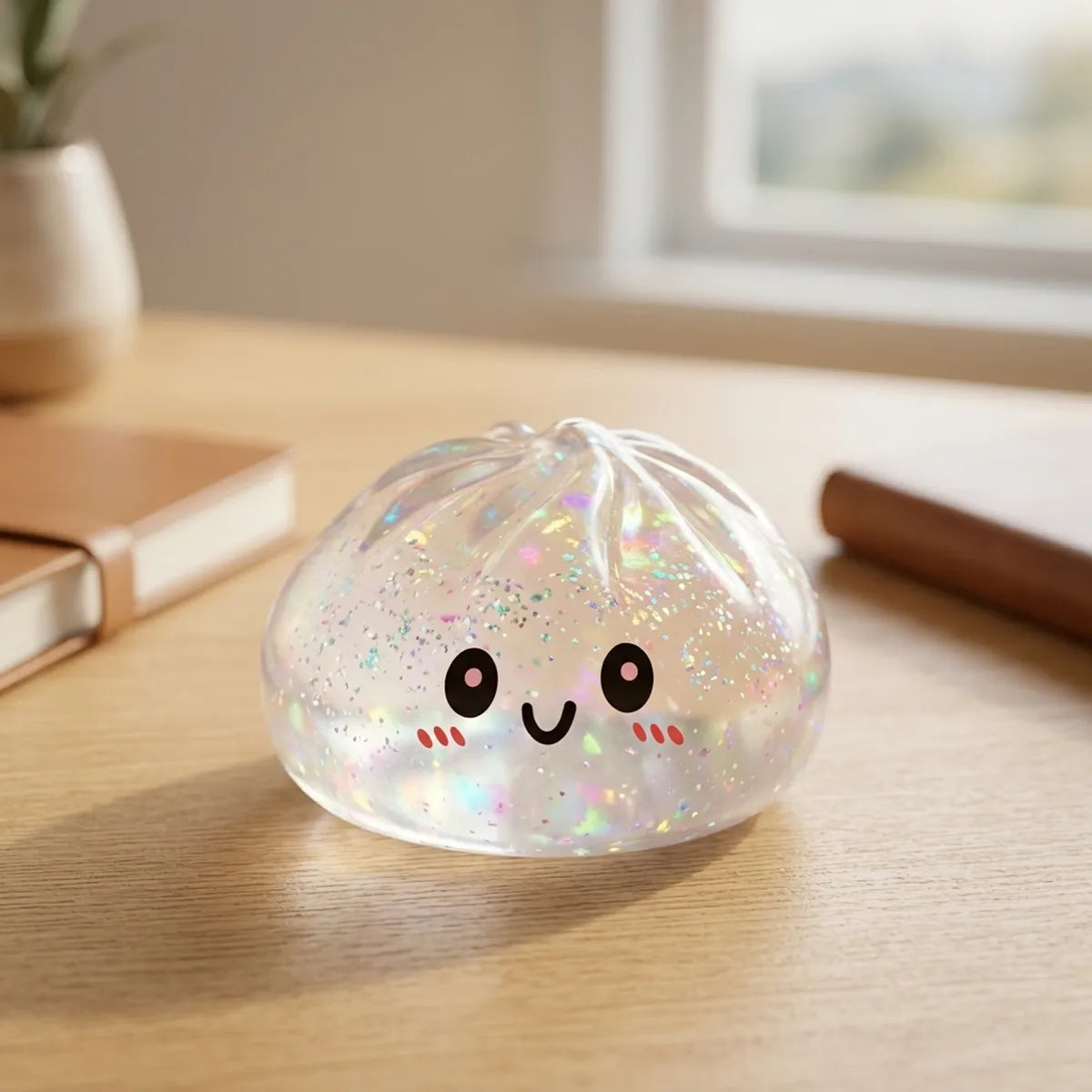 Shiny Silver Glitter Dumpling Squishy – view 8