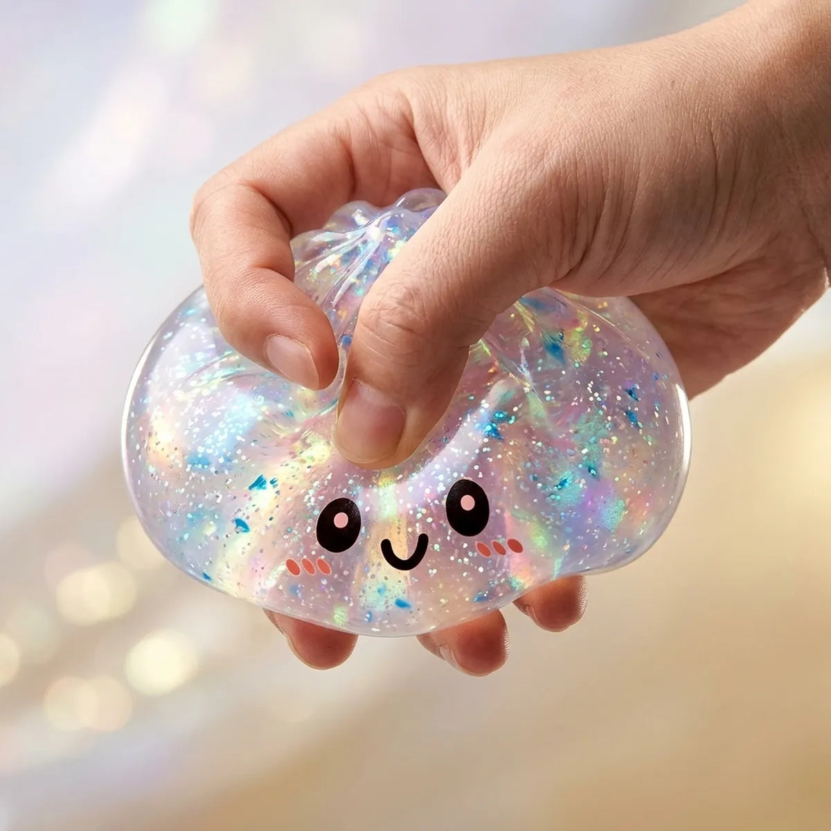Shiny Silver Glitter Dumpling Squishy – view 4