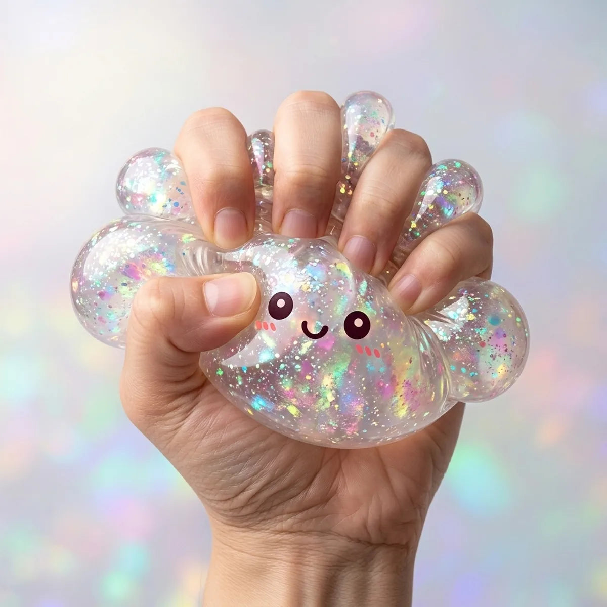 Shiny Silver Glitter Dumpling Squishy – view 5