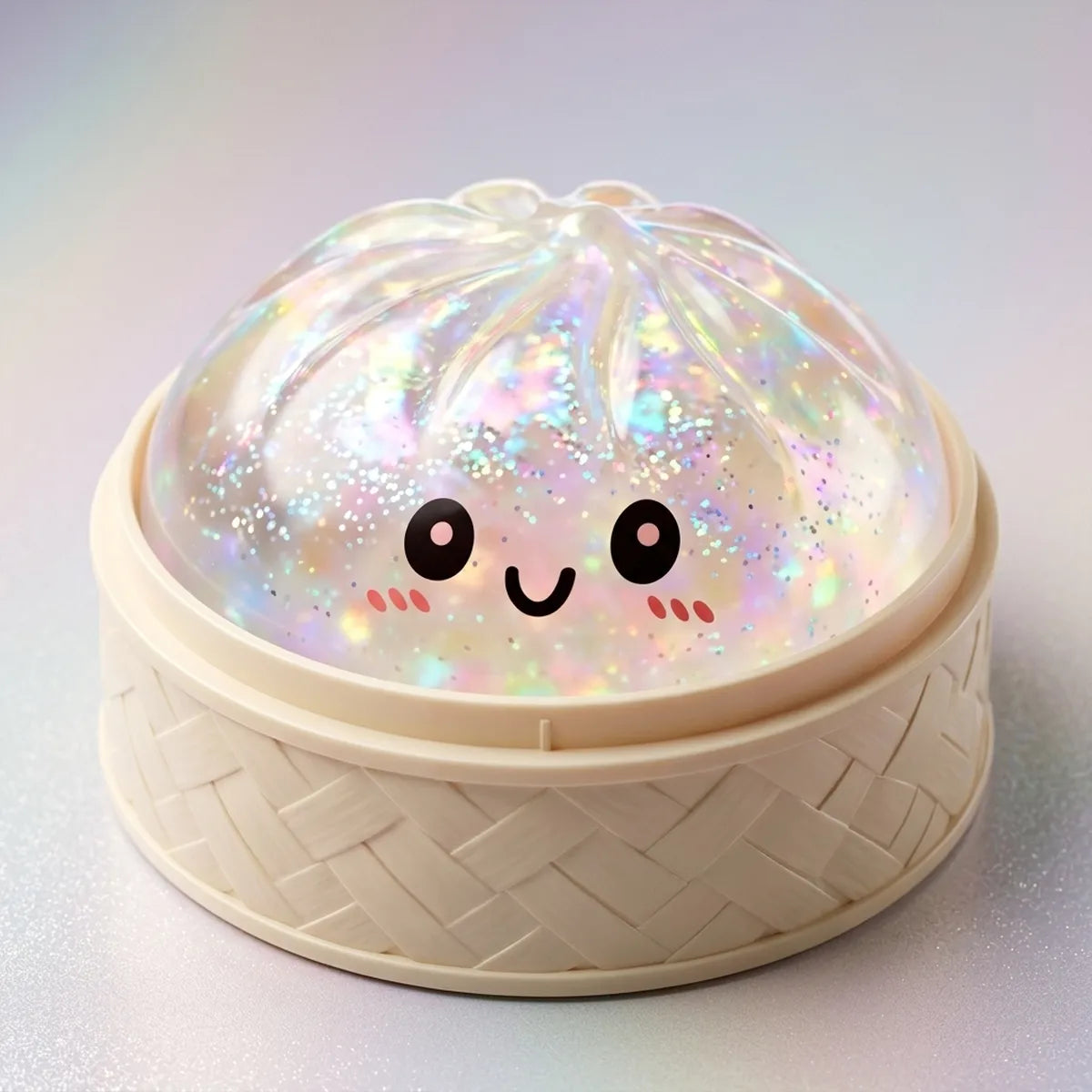 Shiny Silver Glitter Dumpling Squishy – view 2