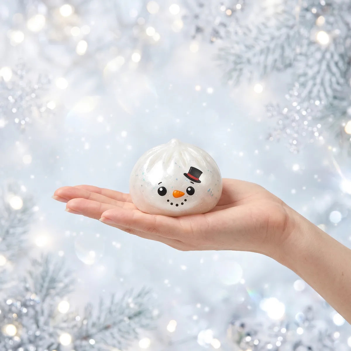 Glittery Snowman Dumpling Squishy – view 3