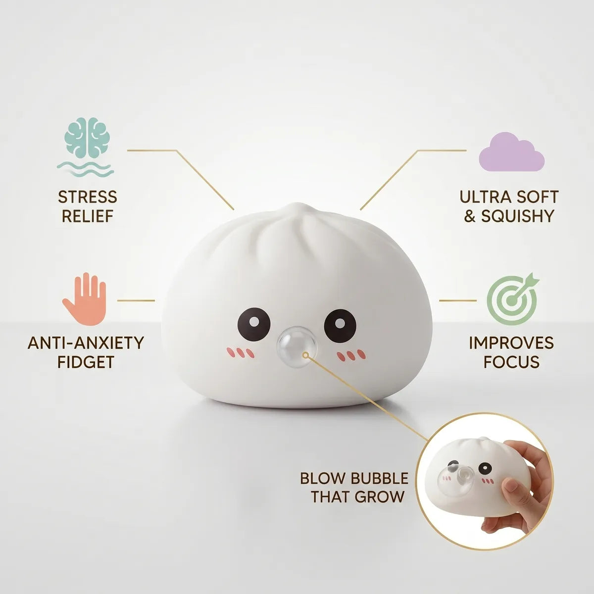 Cloud White Bubble-Blowing Dumpling Squishy – view 5