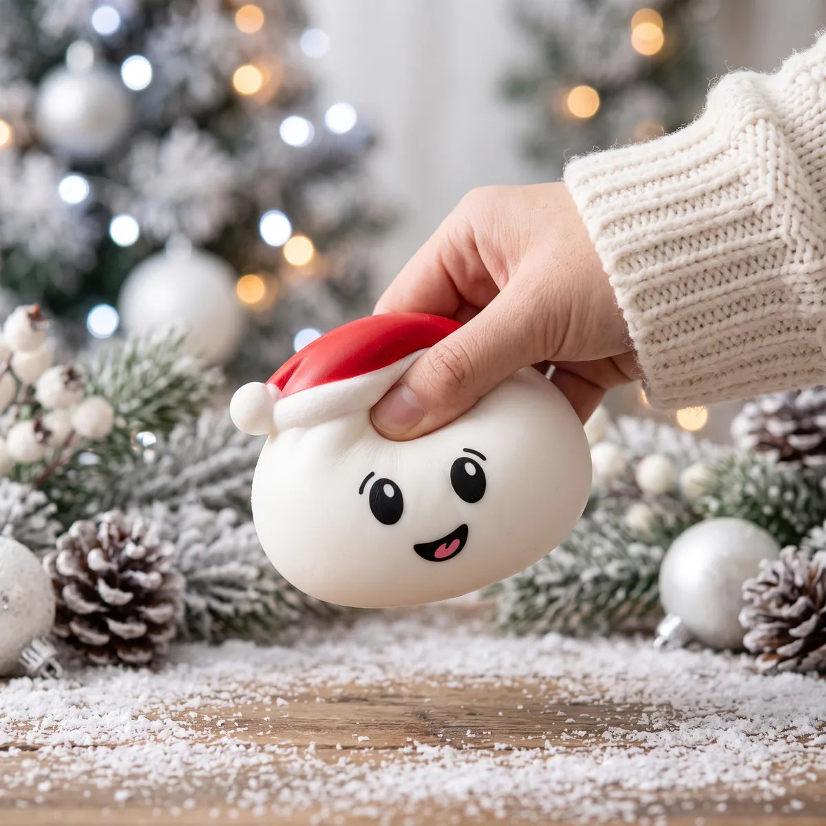 Snowball White Christmas Hat Dumpling Squishy – view 4