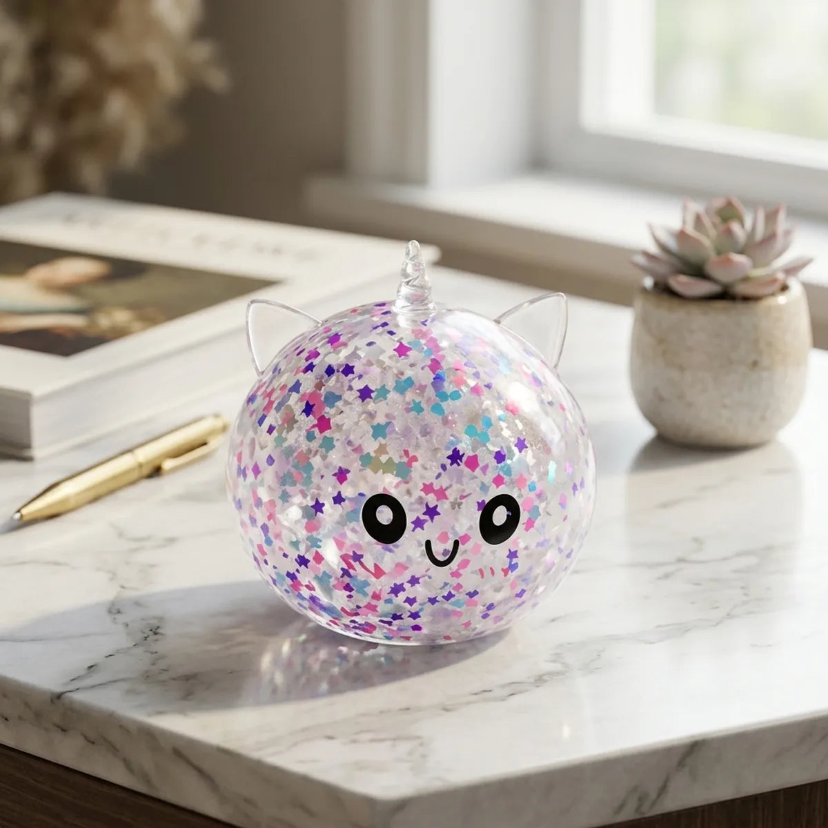 Stardust White Unicorn Sparkle Dumpling Squishy – view 7