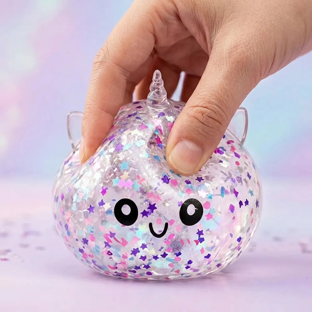 Stardust White Unicorn Sparkle Dumpling Squishy – view 5