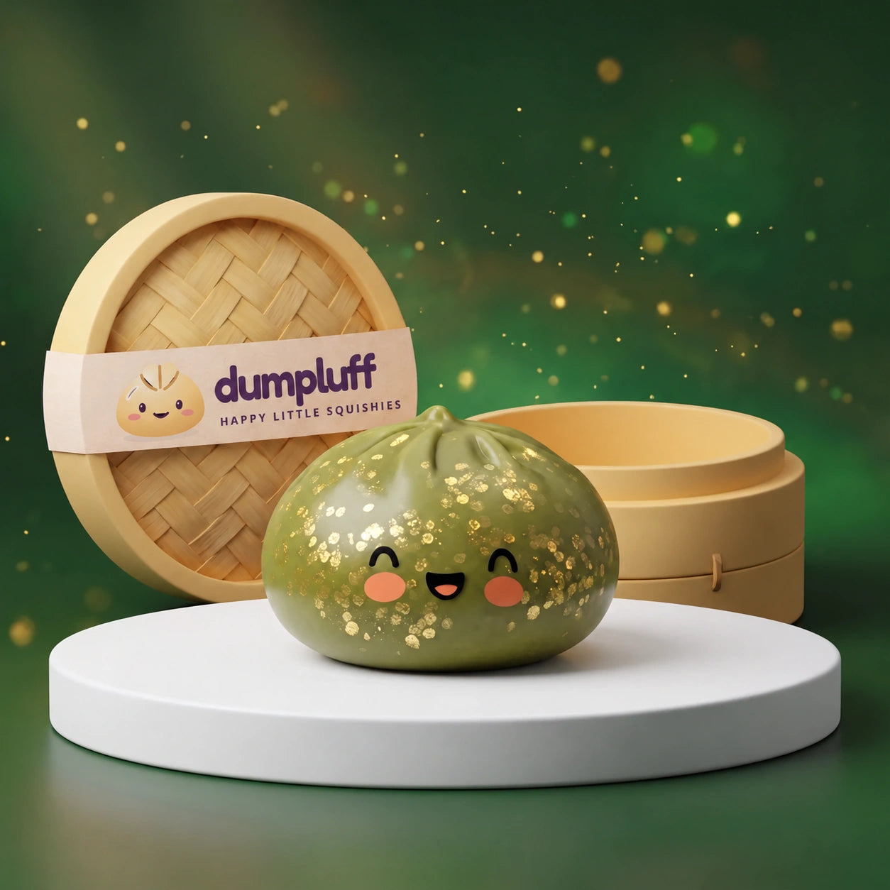 Emerald Dark Green Sparkle Dumpling Squishy
