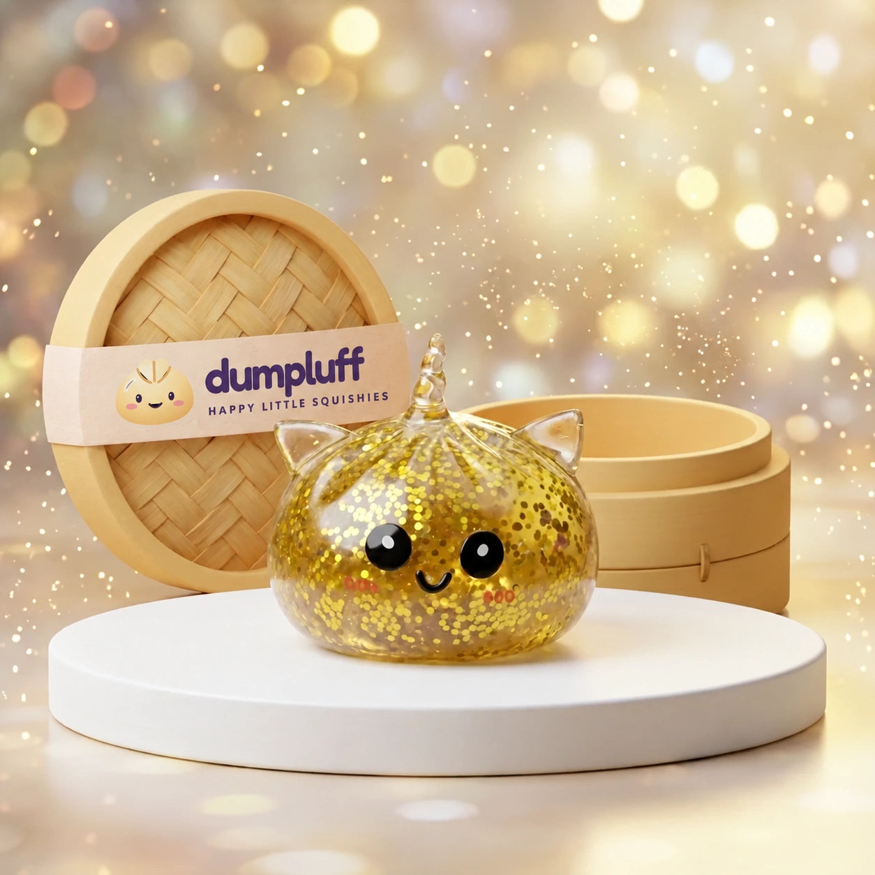 Wishful Gold Unicorn Glitter Dumpling Squishy