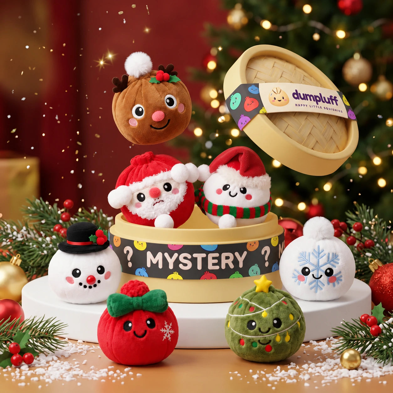 Holiday Mystery Christmas Dumpling Squishy Plush