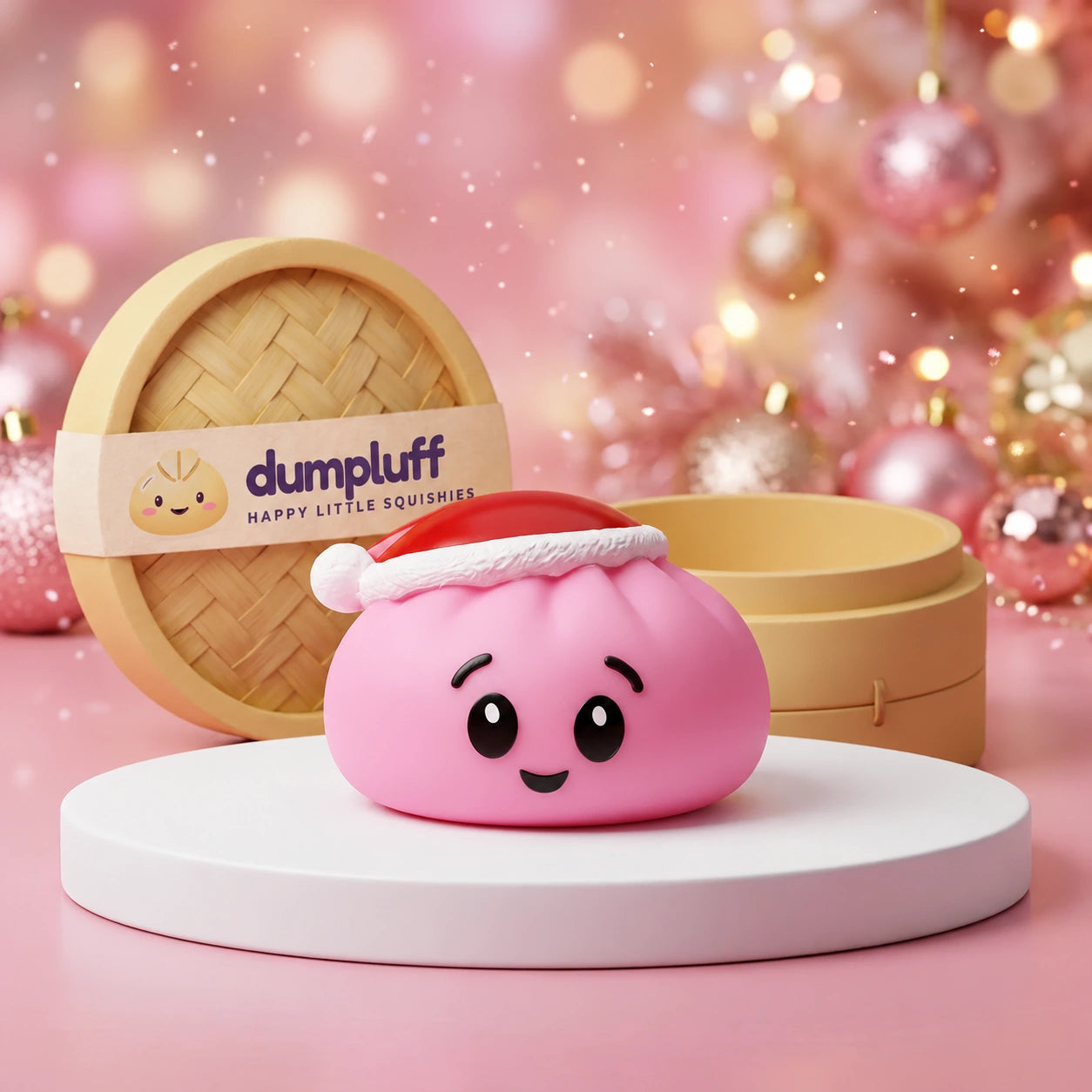 Sugar Pink Christmas Hat Dumpling Squishy