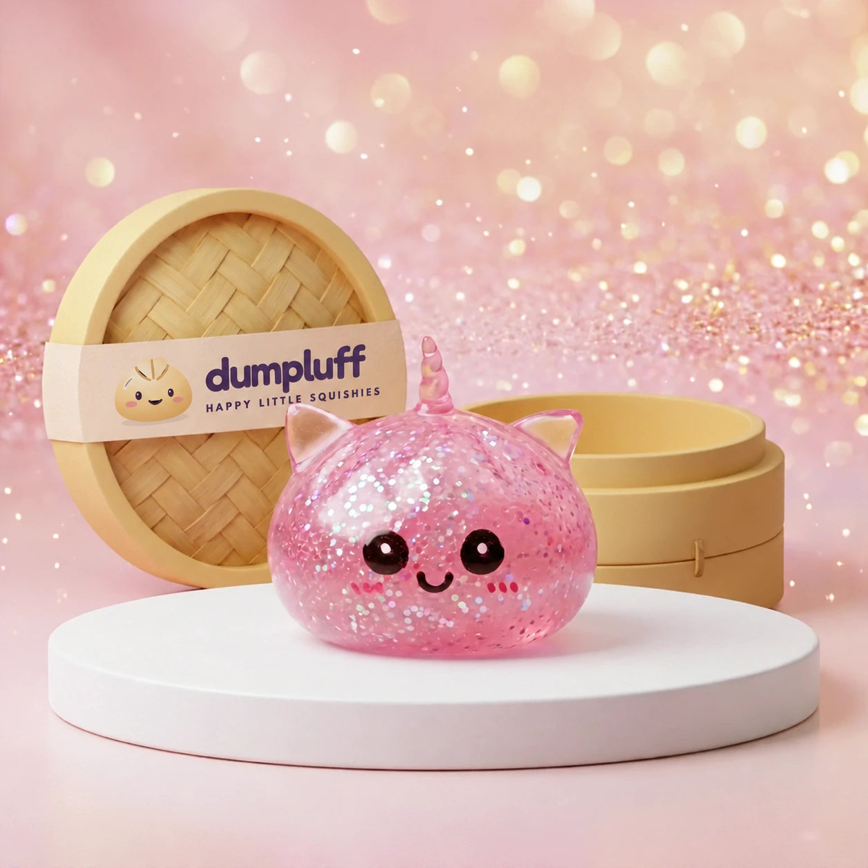 Enchanted Pink Unicorn Glitter Dumpling Squishy