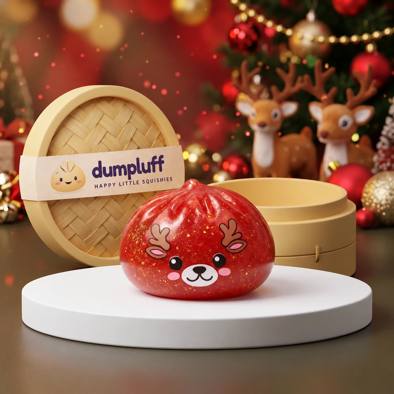 Shimmering Red Reindeer Dumpling Squishy