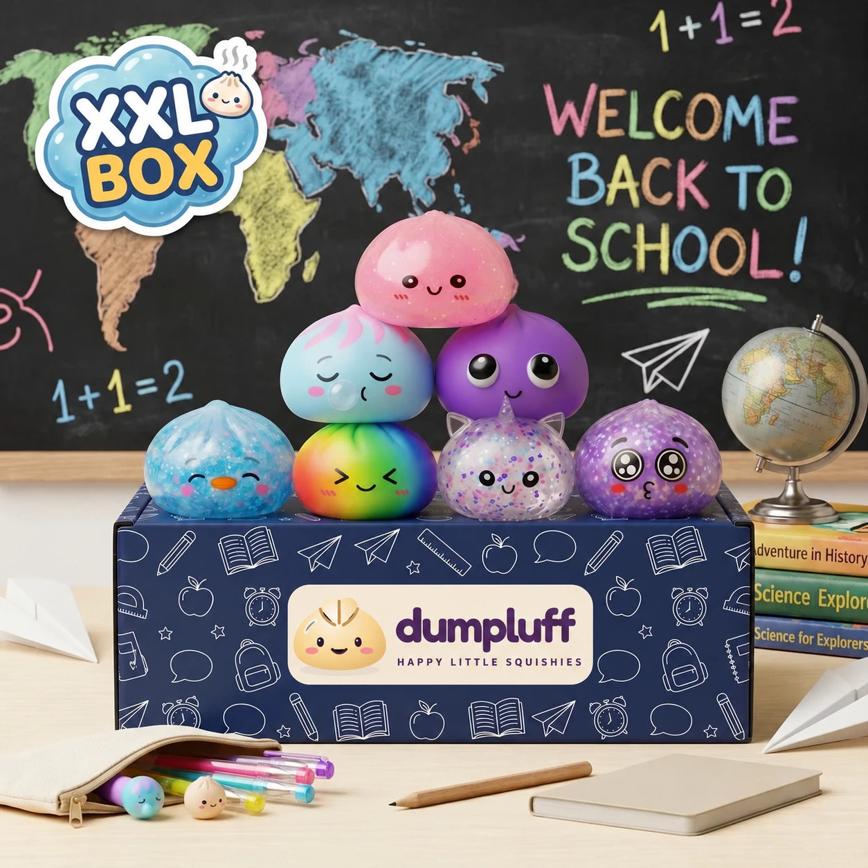 XXL Back to School Dumpling Squishy Set 7 Pieces