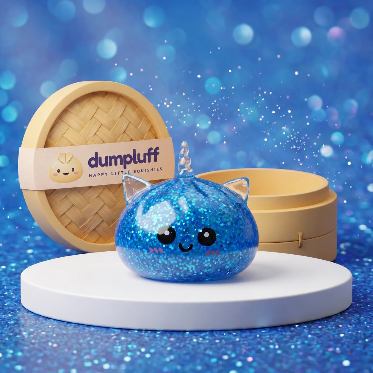 Sapphire Blue Unicorn Glitter Dumpling Squishy