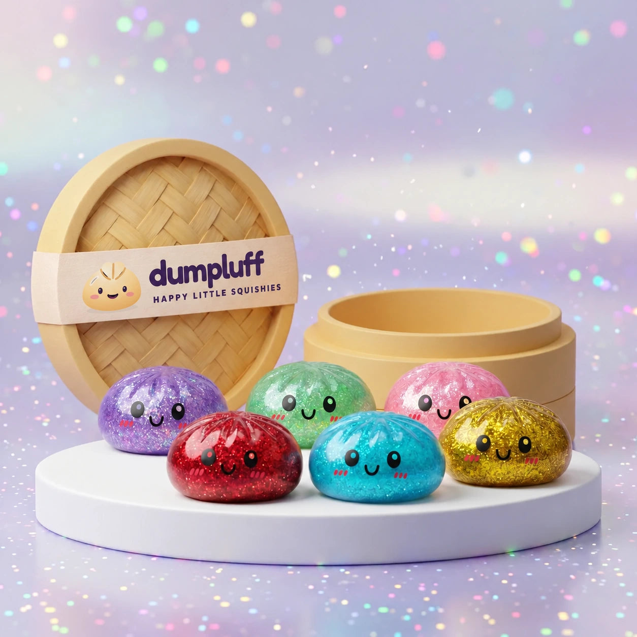 Sparkle Glitter Dumpling Squishy Set 6 Pieces