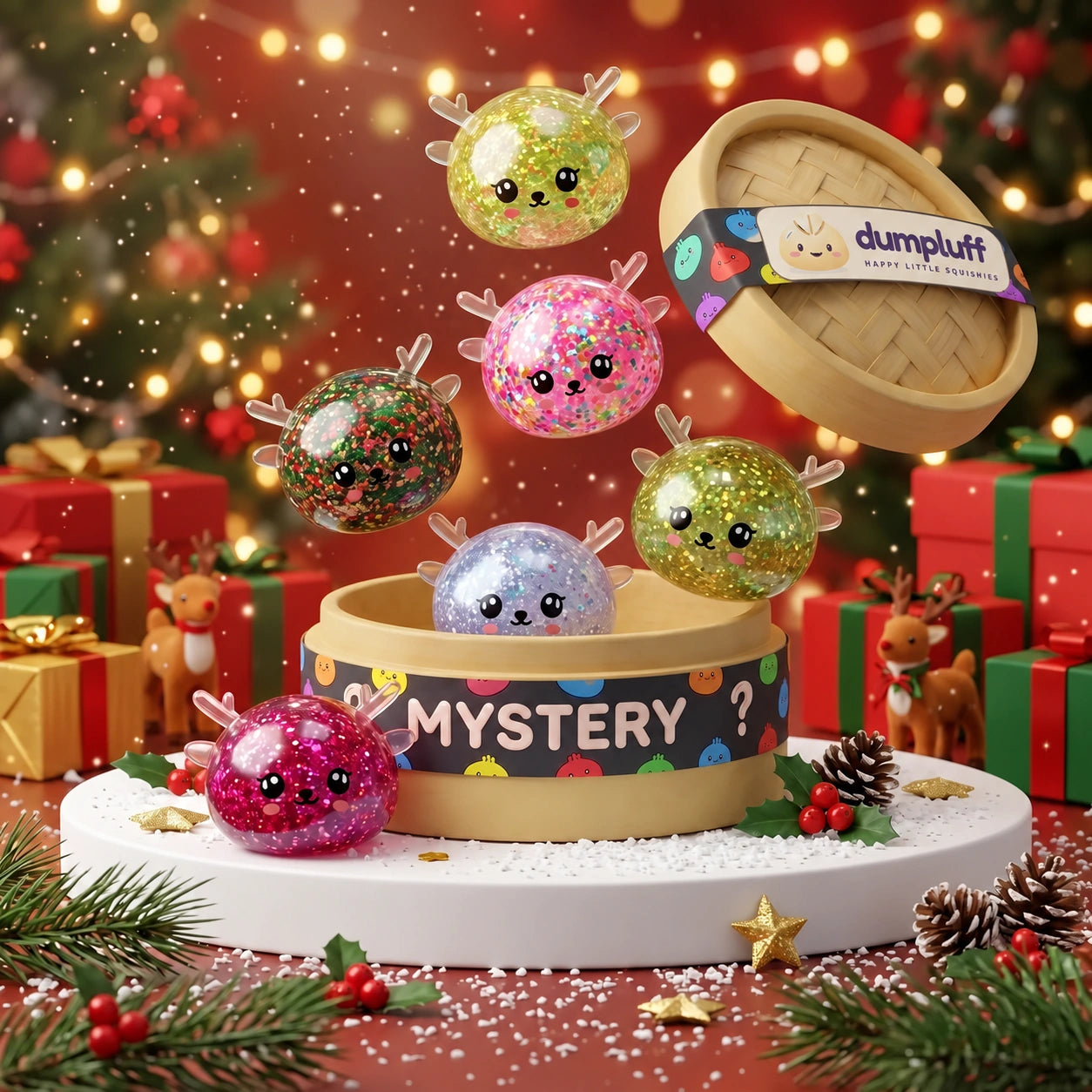 Twinkling Mystery Reindeer Dumpling Squishy – view 1