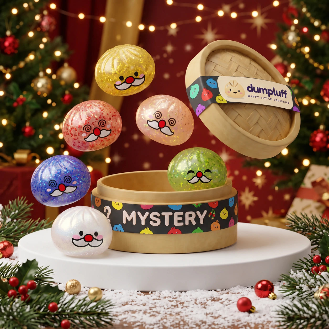 Cheery Mystery Santa Mustache Dumpling Squishy