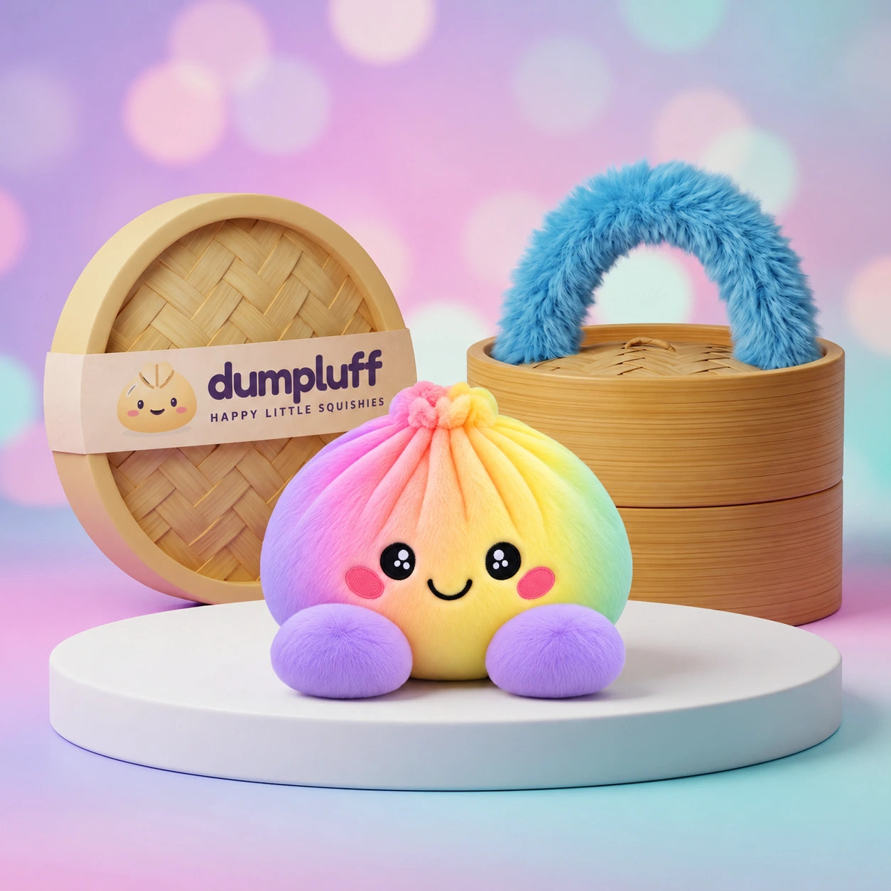 Pastel Rainbow Dumpling Squishy Plush