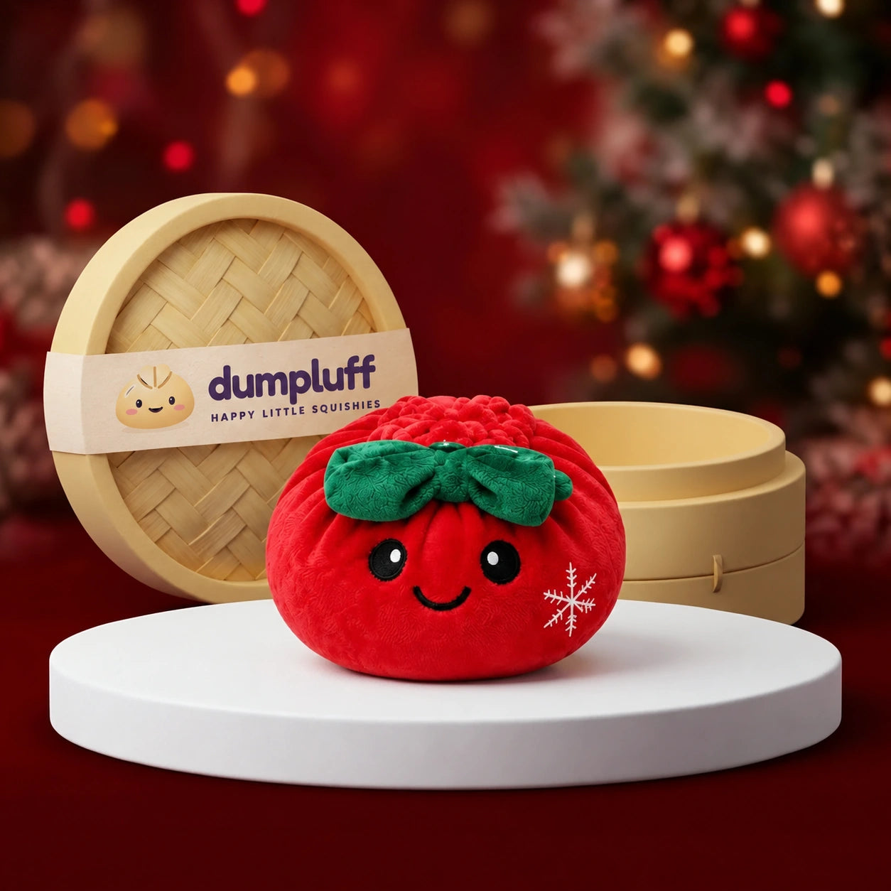 Festive Ribbon Bow Dumpling Squishy Plush