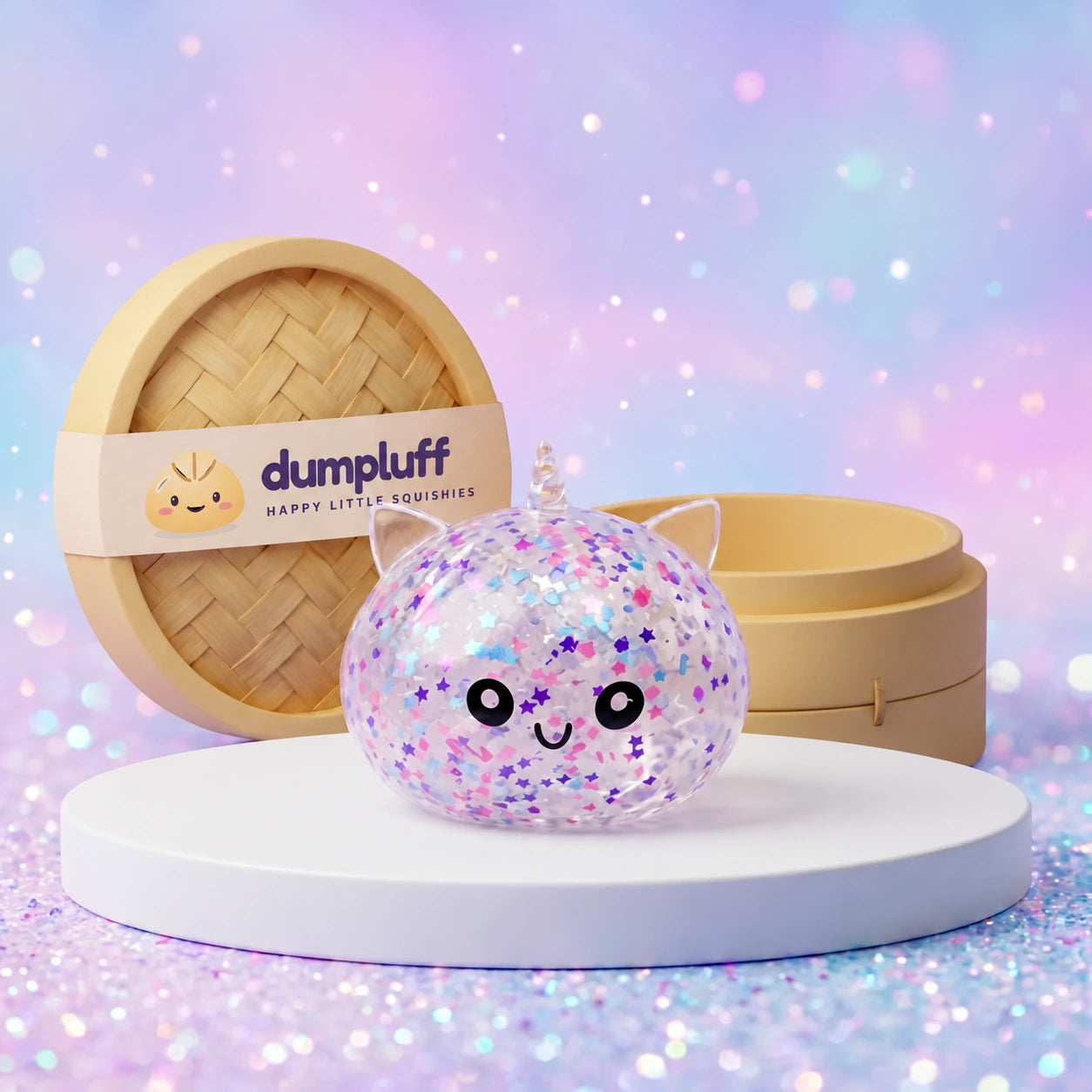 Stardust White Unicorn Sparkle Dumpling Squishy