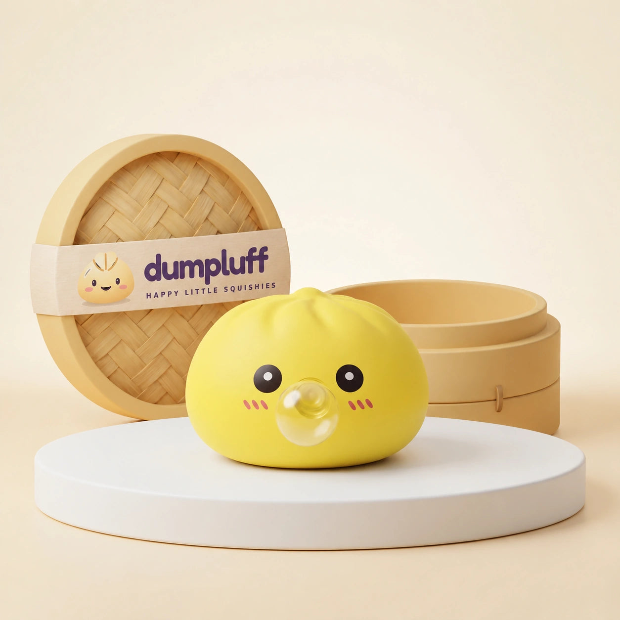 Jumbo Yellow Bubble-Blowing Dumpling Squishy