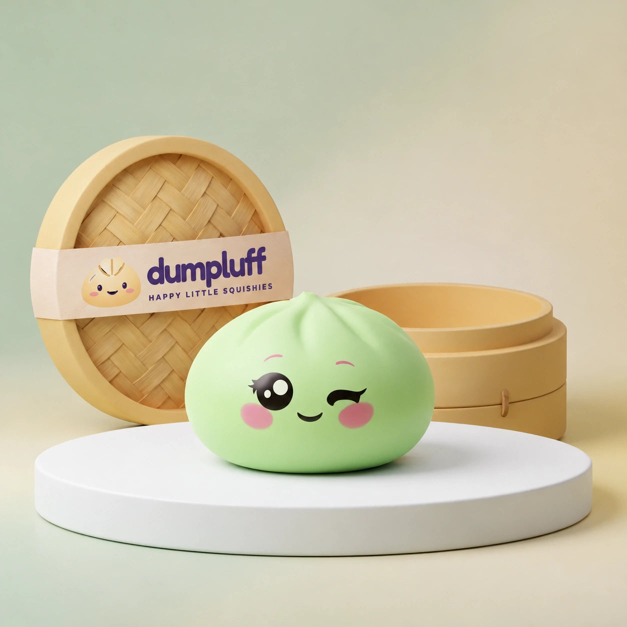 Pistachio Green Wink Dumpling Squishy