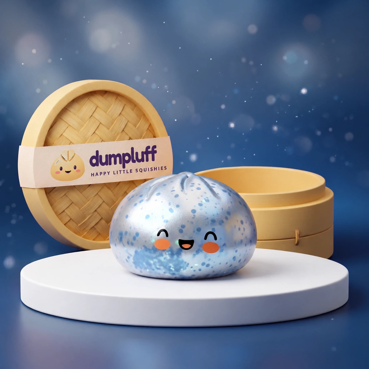 Icy Light Blue Sparkle Dumpling Squishy
