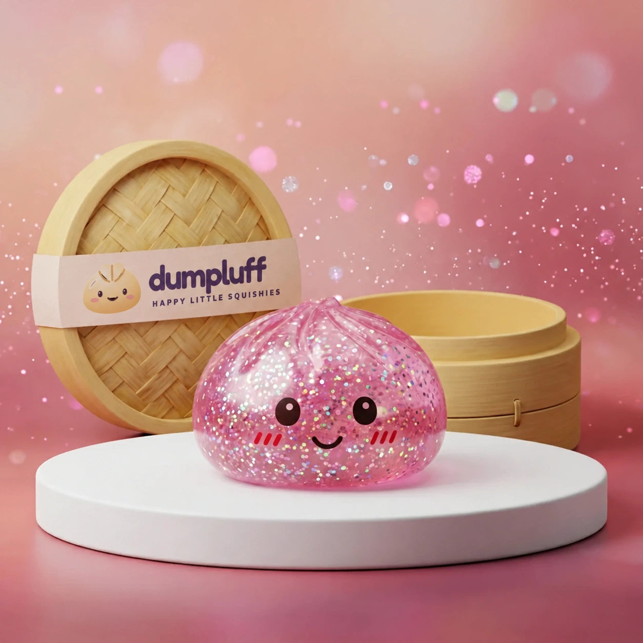 Kawaii Pink Glitter Dumpling Squishy